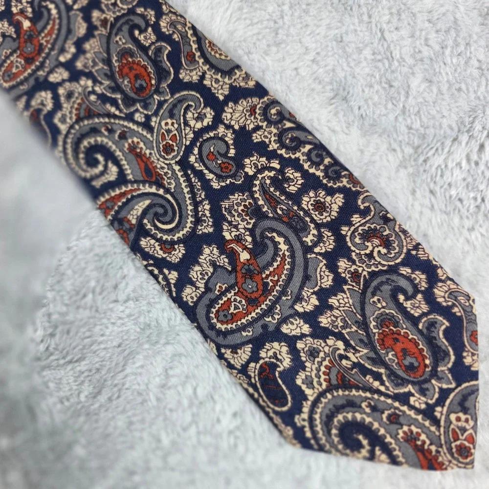 Nordstrom Mens Navy Blue Paisley Silk‎ Necktie Classic Formal Business 59